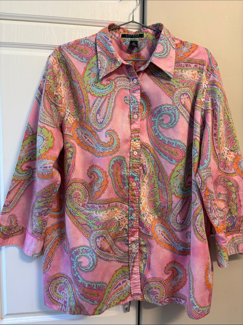 Ralph Lauren cotton paisley blouse 1X